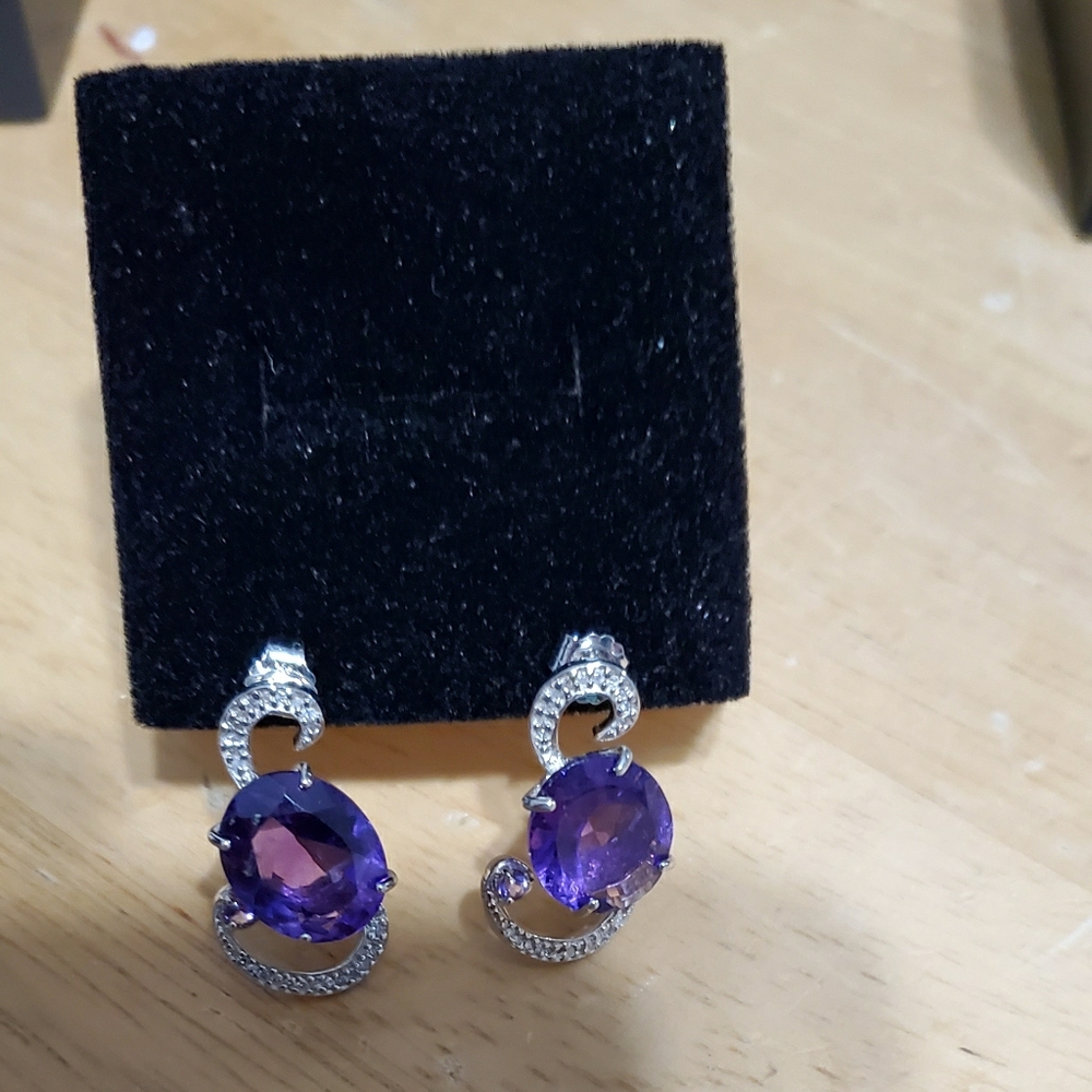 Lolo & Co. Amethyst and Diamond Earrings